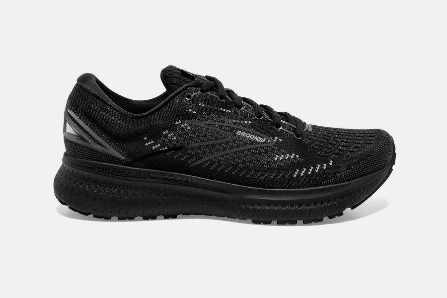 Mens Brooks Glycerin 19 Road Shoes Black/Ebony | 451782-MVJ